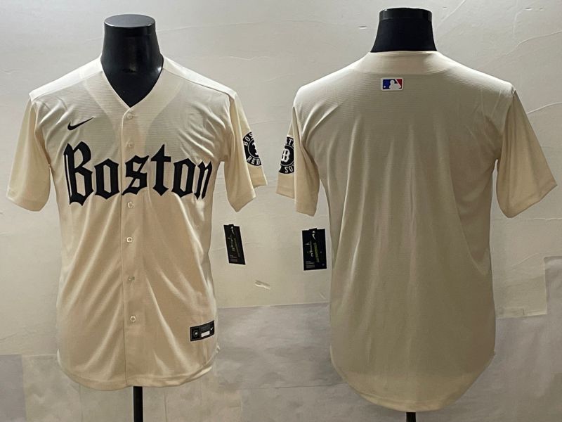 Men 2025 Boston Red Sox Blank Cream Five generations Joint Name Nike MLB Jersey style 1->boston red sox->MLB Jersey